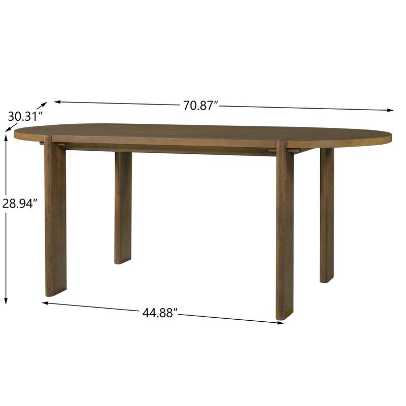 Christopher Knight Home - 7-Piece Mid-Century Modern Walnut Dining Set with Solid Wood Oval Dining Table and Cushioned Chairs