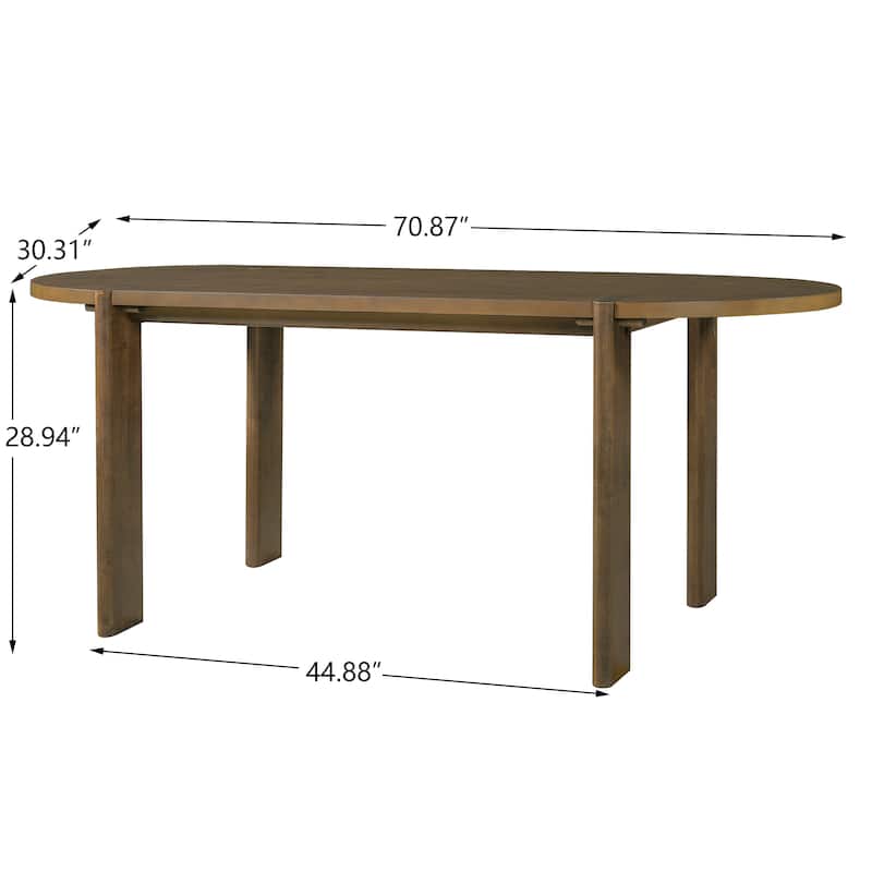 Christopher Knight Home - Mid Century Modern 71" Large Oval Wood Dining Table for 4-6 People - 70.87"L