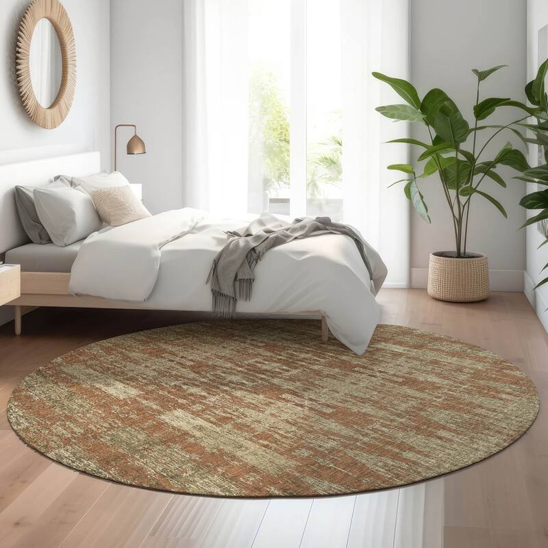 Premium Washable Super Soft Distressed Ombre Mayfield Rug - Paprika - 8' x 8' - Round