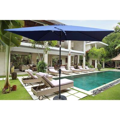 6 x 9ft Patio Umbrella Outdoor Waterproof Umbrella with Crank and Push Button Tilt without flap for Backyard Pool