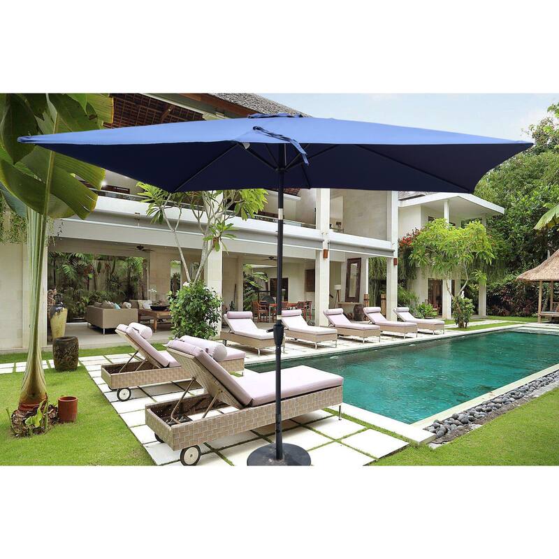 6x9ft Rectangular Patio Umbrella with Crank & Tilt, Waterproof Outdoor Market Umbrella for Garden, Pool - Blue