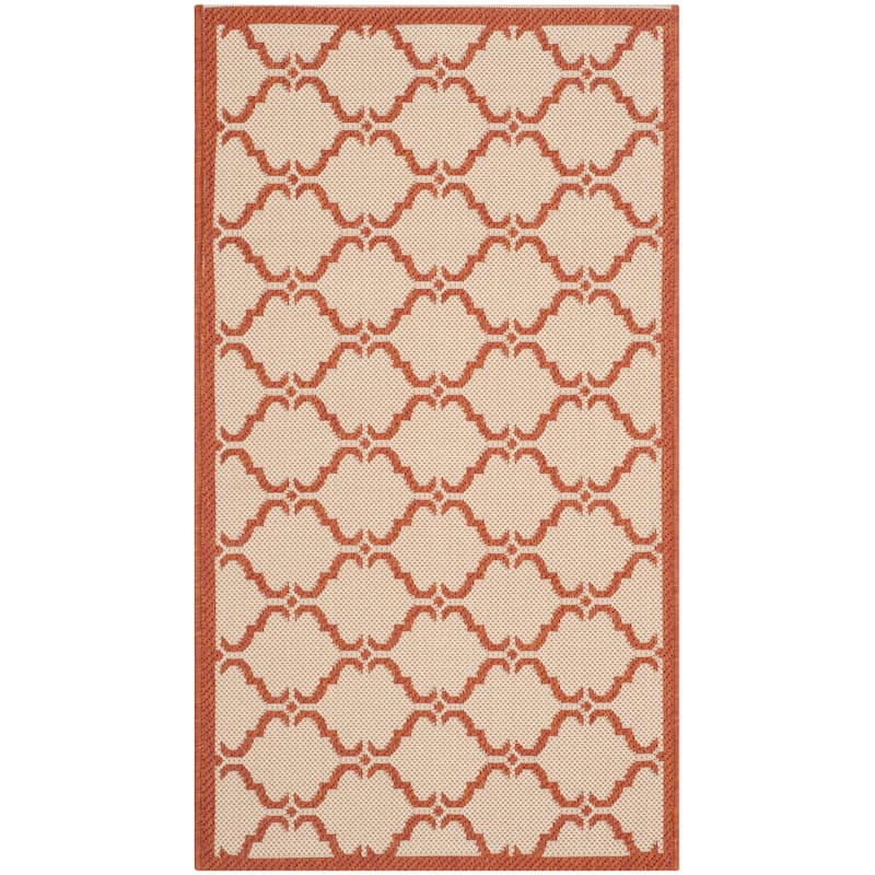 SAFAVIEH Courtyard Charleen Indoor/ Outdoor Waterproof Patio Backyard Rug - 2' x 3'7" - Beige/Terracotta