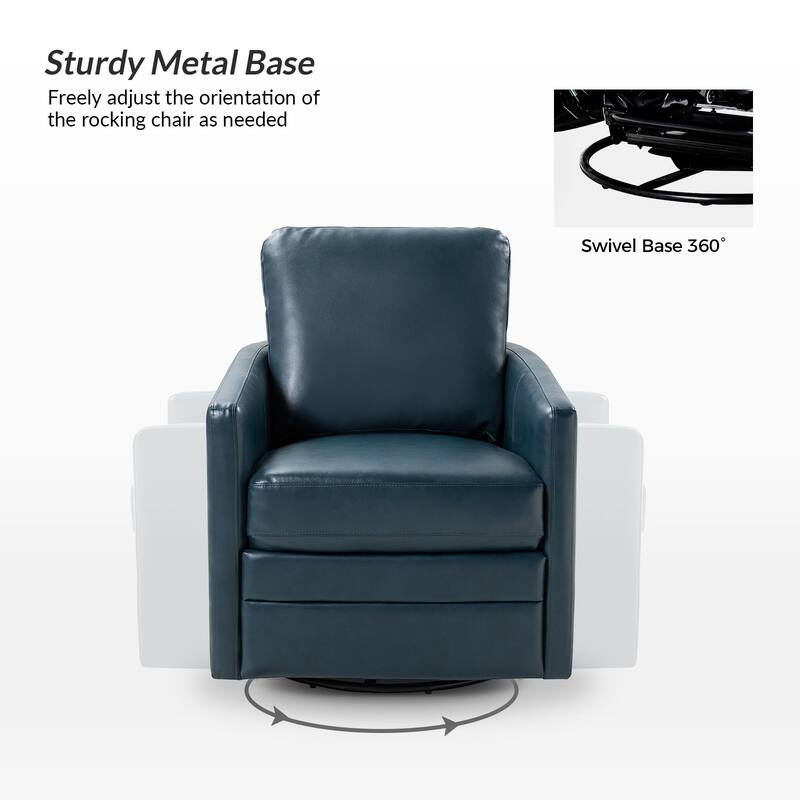 Terrance Transitional Swivel Faux Leather Barrel Accent Chair with Metal Base