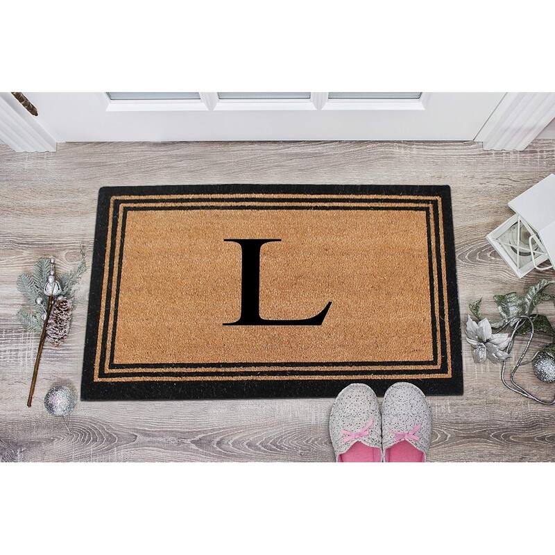 A1HC Pure Natural Coir Monogrammed Heavy Duty PVC Backing Doormat
