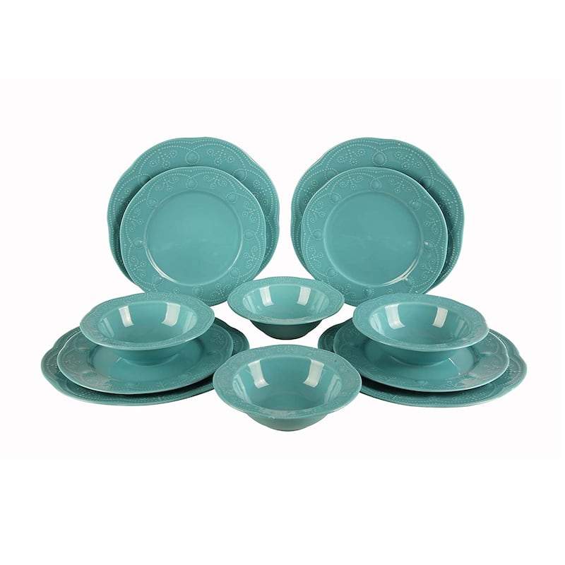 Florio 12 Pieces Dinnerware Set - Turquoise