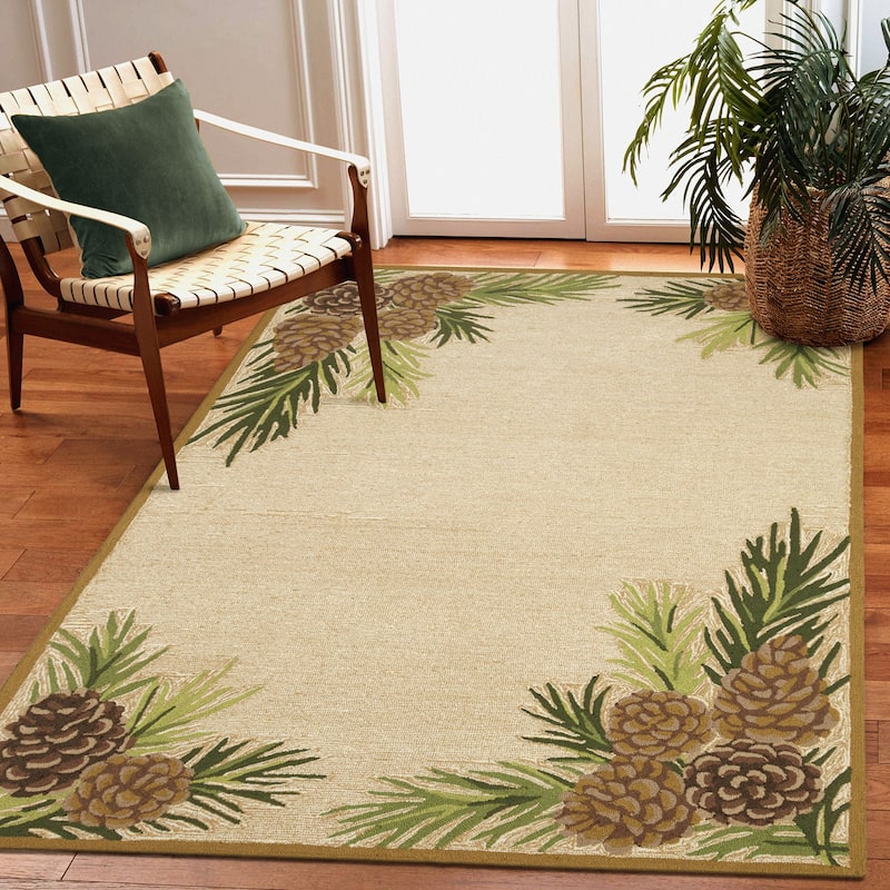 Liora Manne Ravella Forest Border Indoor/Outdoor Rug - 2' x 3' - Natural