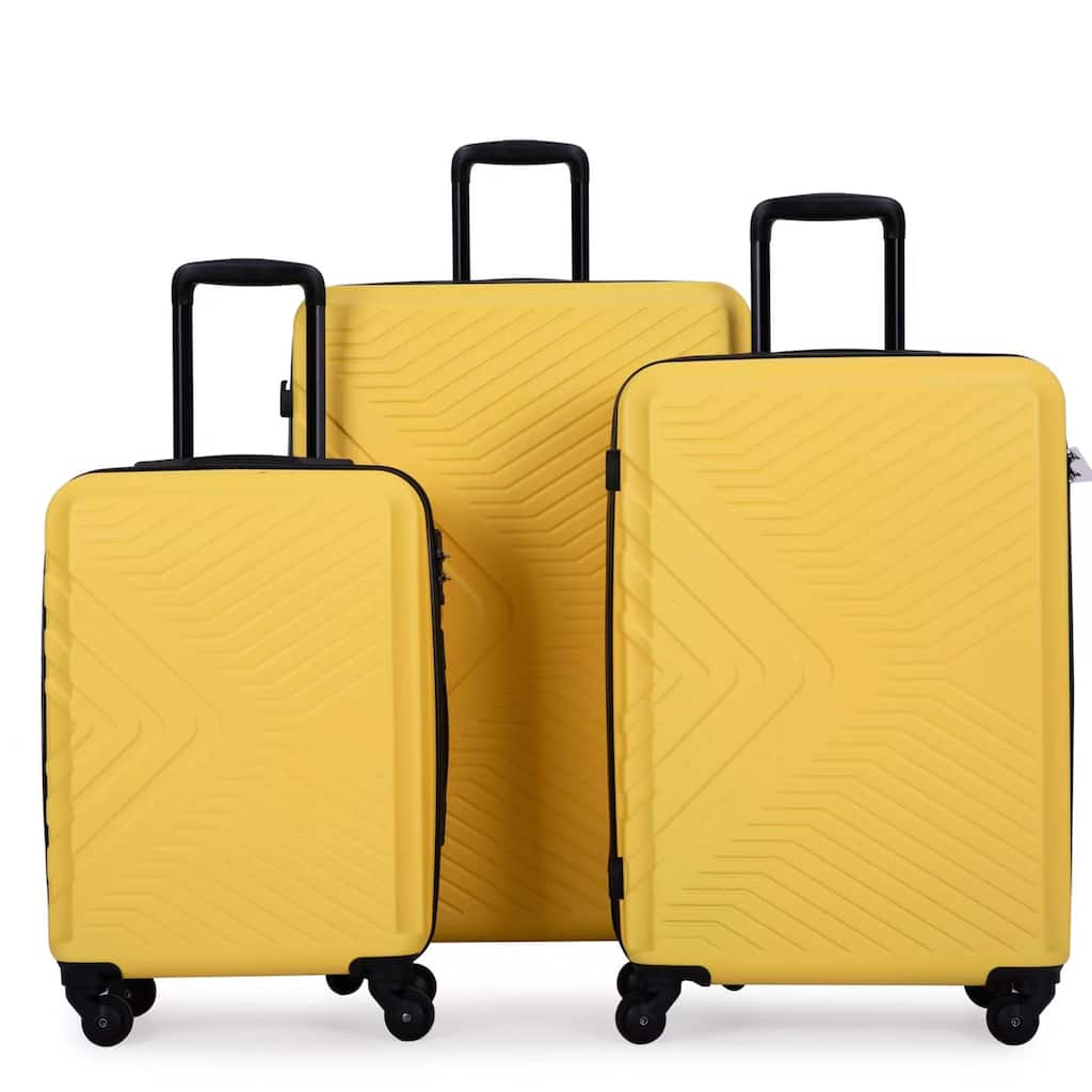 3 Piece Luggage Sets 20"/24"/28" Lightweight Hardshell Suitcase With 2 Hooks, Spinner Wheels, TSA Lock For Travel