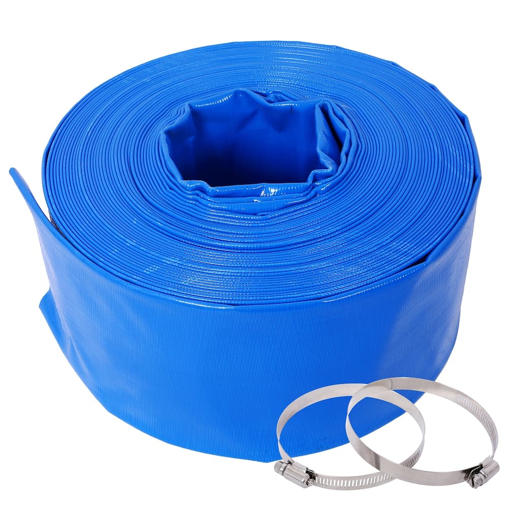 4x100" Heavy Duty Pool Backwash Hose, Reinforced PVC with 2 Clamps