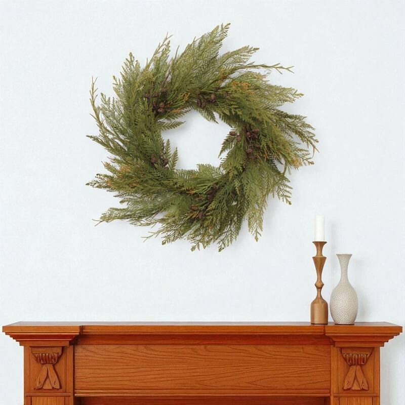 HomeRoots 30" Green And Brown Christmas Pine Artificial Wreath - Green/Brown - 30.00 in. x 30.00 in.  x 9.00 in.