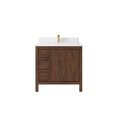 Willow Collections 36 in. W x 22 in. D Elizabeth Solid Teak Wood Center Sink Bathroom Vanity with Countertop