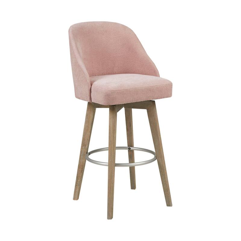 Roomfitters 360-Swivel Counter Stool, Upholstered Barrel Back Bar Chair with Metal Footrest Ring