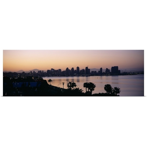 "Silhouette of buildings at the waterfront, San Diego, San Diego Bay, San Diego County, California" Poster Print