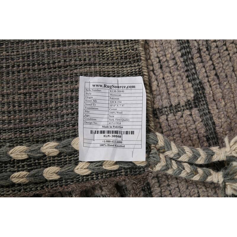 Moroccan Modern Area Rug Handmade Geometric Wool Carpet - 7'8"x 10'6"