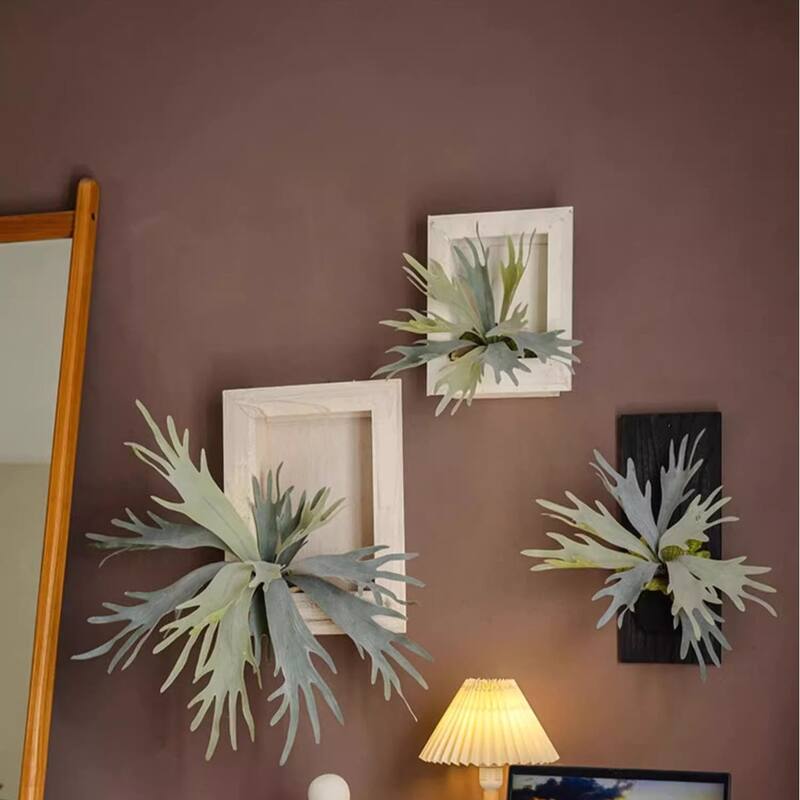 RusticReach Artificial Antler Fern with Wooden Frame