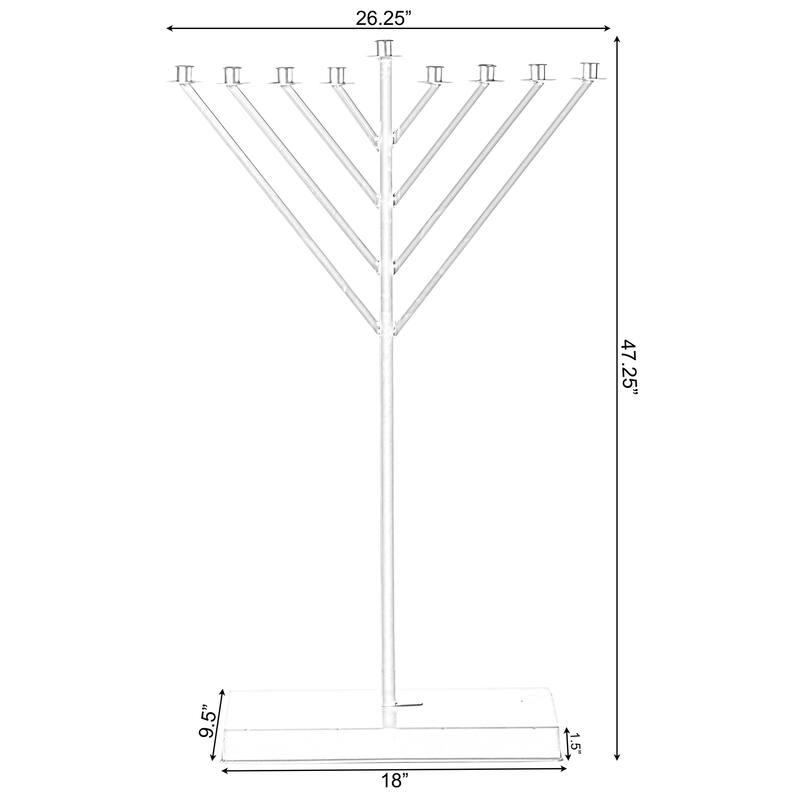 Metal Silver Coated Hanukkah Menorah For Synagogue