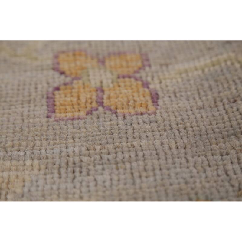 Vegetable Dye Oushak Turkish Large Rug Hand-Knotted Wool Carpet - 9'11"x 13'9"