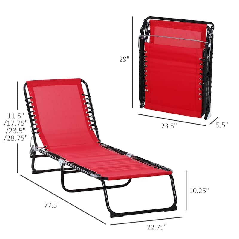 Outsunny Outdoor Folding Chaise Lounge Chair Portable Lightweight Reclining Garden with 4-Position Adjustable Backrest