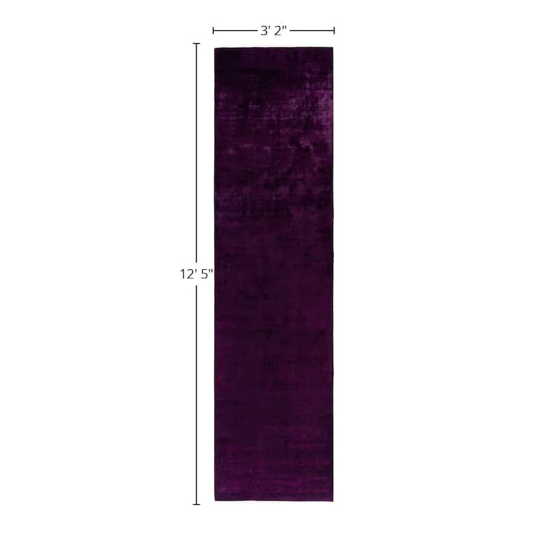 Overdyed One-of-a-Kind Hand-Knotted Area Rug - Purple - 3' 2" x 12' 5"