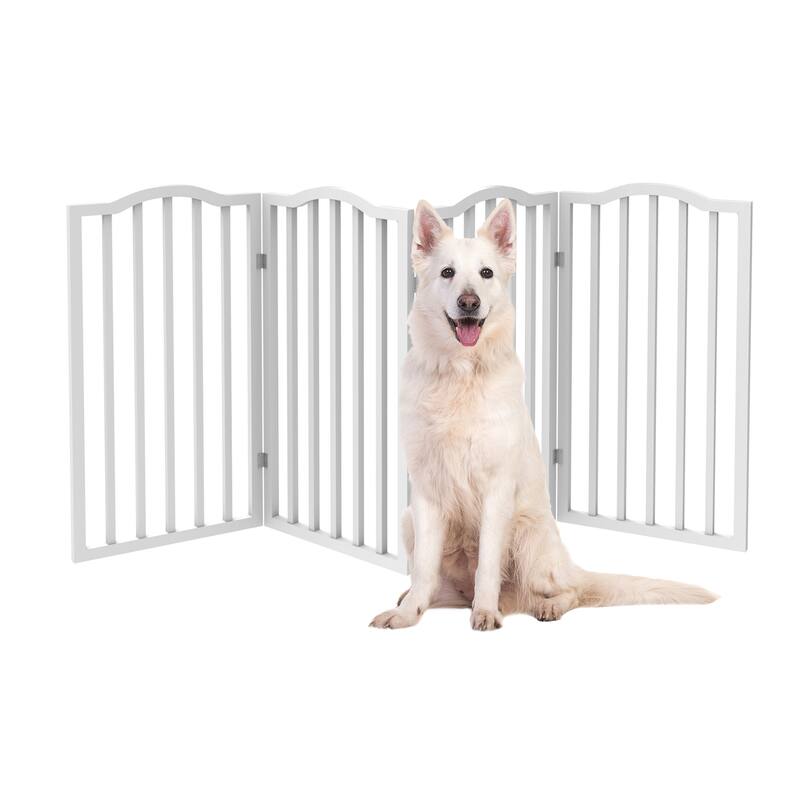 3-Panel Tall Modern Indoor Foldable Dog Gate - 54x32-Inch Wood Freestanding Pet Fence - White