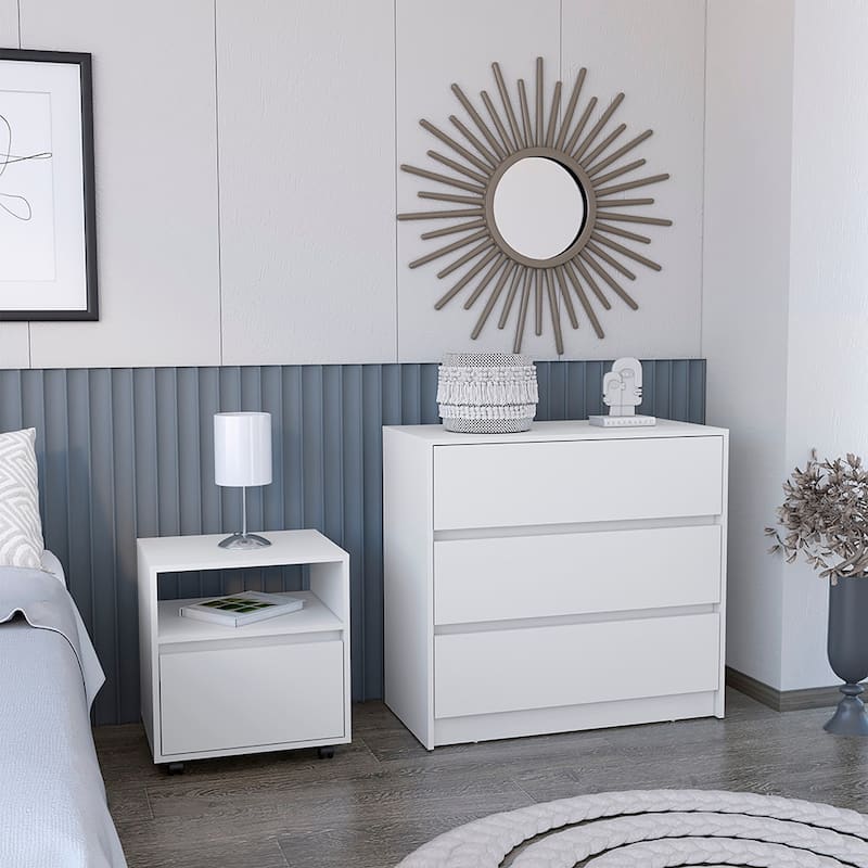 Milford 2 Piece Bedroom Set,Nightstand + Dresser，for Bathroom,Living Room,Bedroom