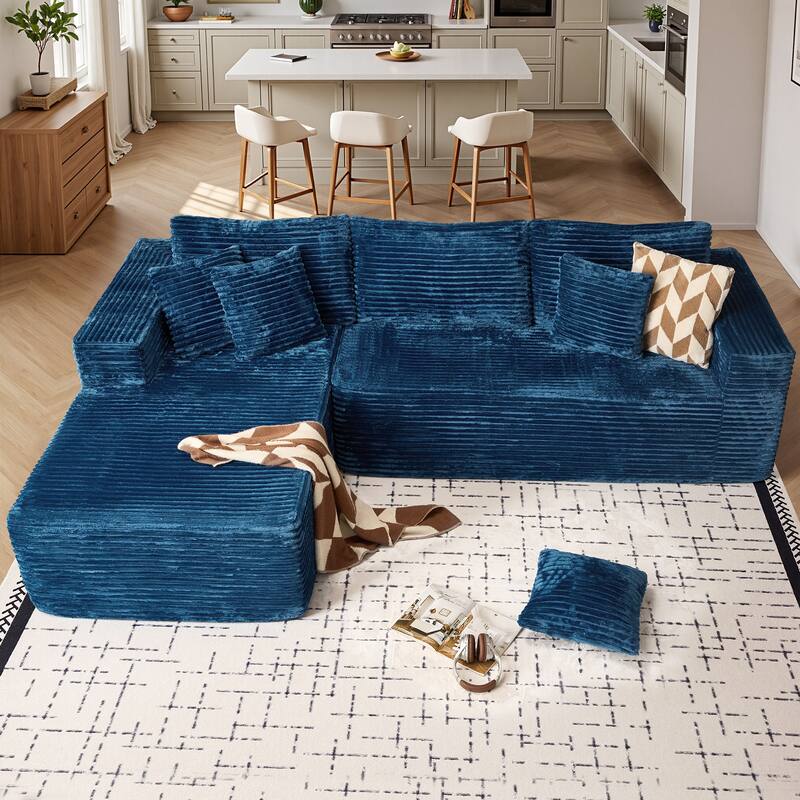 OVIOS All-Foam Plush L-Shaped Sofa​