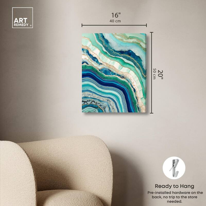 Blue Green Abstract Agate II Canvas by Art Remedy, Gallery Wrapped