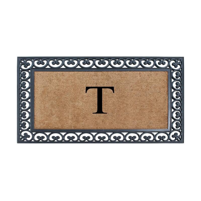 A1HC Natural Rubber and Coir Monogrammed Front Porch Entry Doormat 30"X48" - T