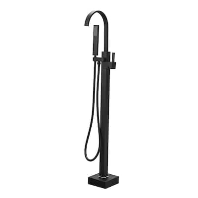 Matte Black Single Handle Freestanding Tub Filler