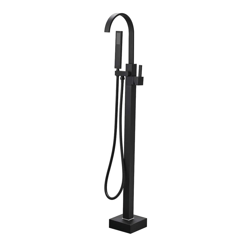 Matte Black Single Handle Freestanding Tub Filler