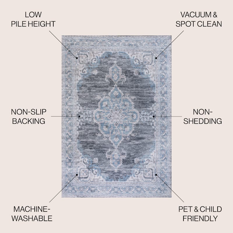 JONATHAN Y Chapell Cottage Medallion Machine-Washable Area Rug
