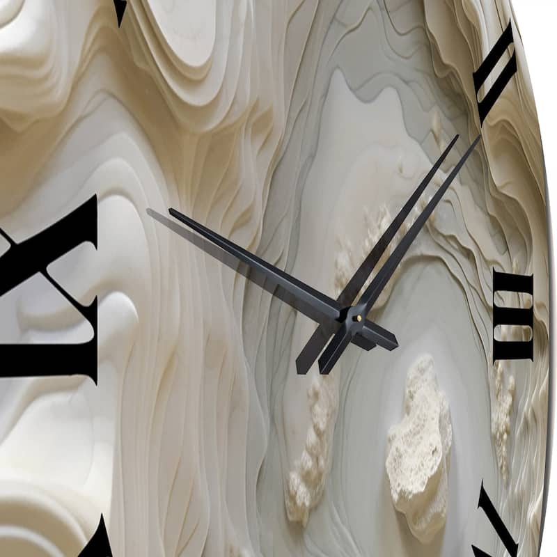 Designart "Cream Spiral Nebula II" Abstract Spirals Oversized Wall Clock