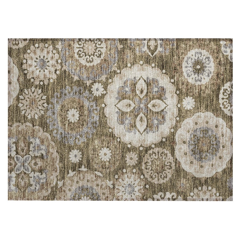 Machine Washable Indoor/ Outdoor Chantille Casual Medallion Rug