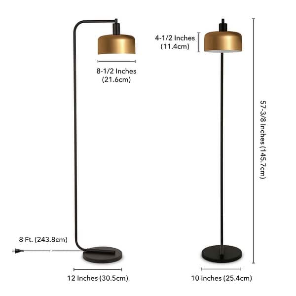dimension image slide 0 of 3, Cadmus Industrial Farmhouse Metal Floor Lamp
