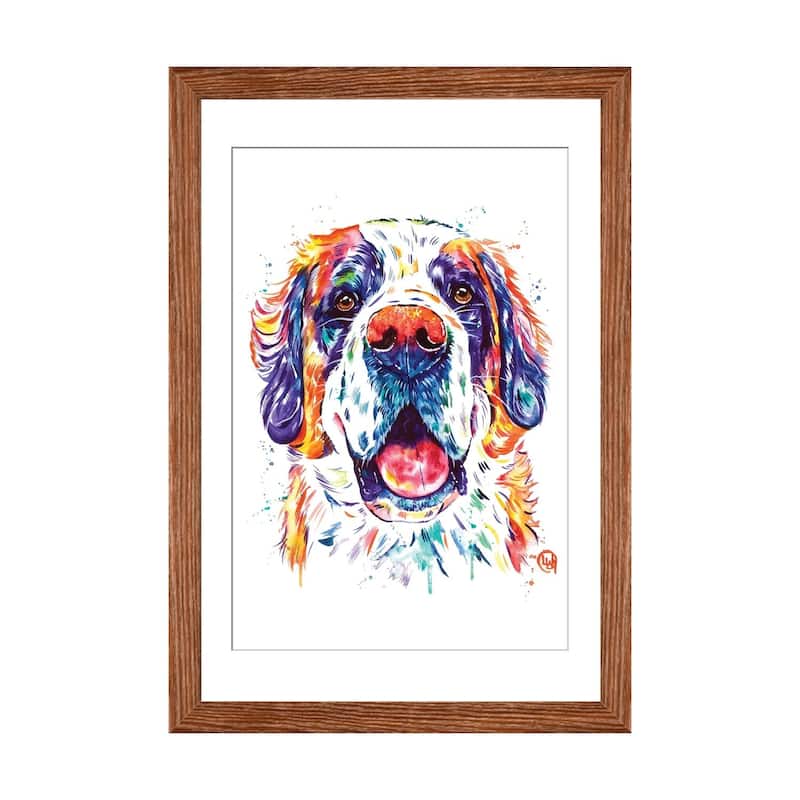 iCanvas "St. Bernard" by Lisa Whitehouse - Walnut - 24x16x1