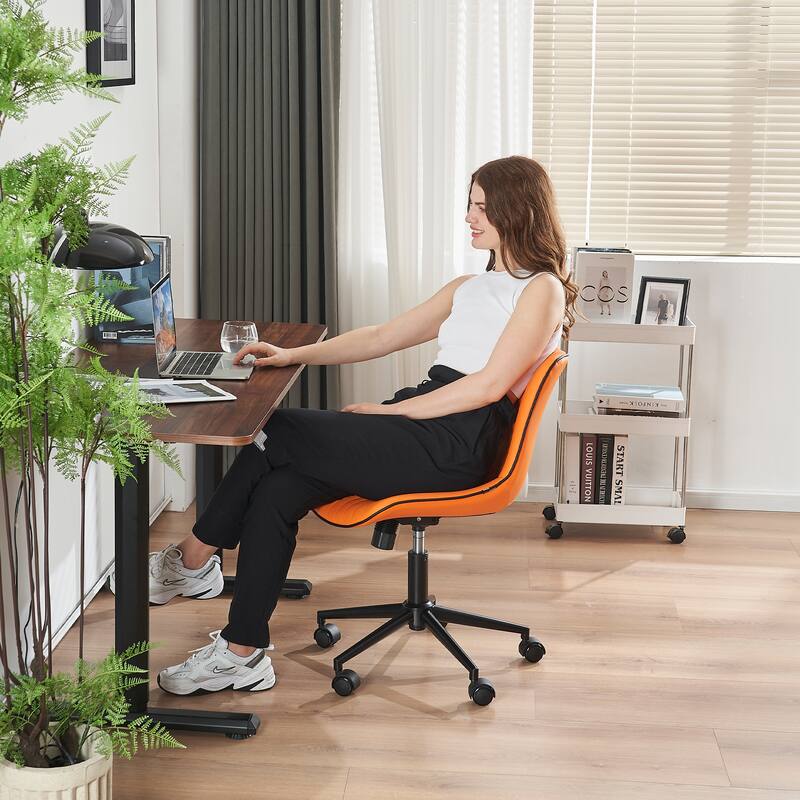 Armless Office Chair Swivel Home Office Desk Chairs with Wheels