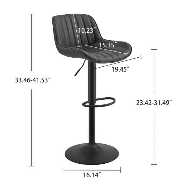 dimension image slide 1 of 5, Art Leon Adjustable Height Swivel Barstool, Set of 2