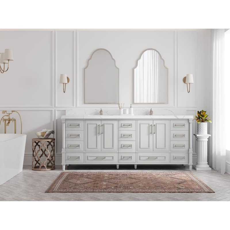 Willow Collections 84 in. W x 22 in. D Aberdeen Double Bowl Sink Bathroom Vanity with Countertop