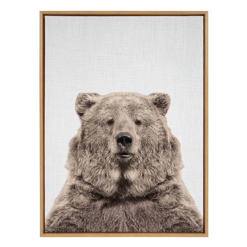 Kate and Laurel Sylvie Bear European Color Framed Canvas by Simon Te