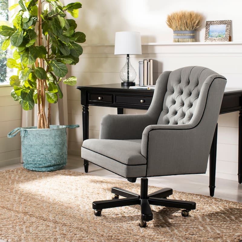 SAFAVIEH Quiana Adjustable Swivel Granite/ Black Desk Chair - 26.4" W x 30.9" D x 39.8" H - 26Wx31Dx40H