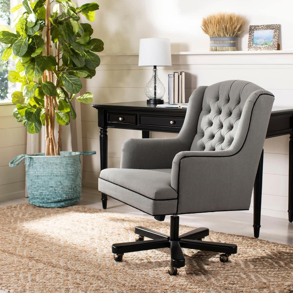 SAFAVIEH Quiana Adjustable Swivel Granite/ Black Desk Chair - 26.4" W x 30.9" D x 39.8" H - 26Wx31Dx40H