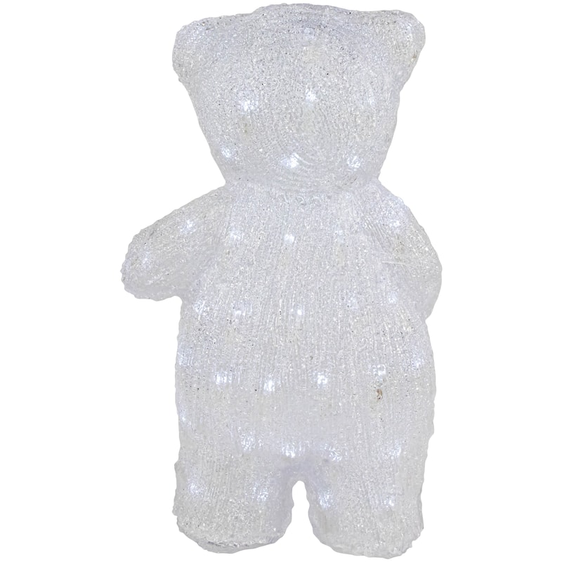 LED Lighted Commercial Grade Acrylic Polar Bear Outdoor Christmas Decoration - 16.5" - Pure White Lights - Clear