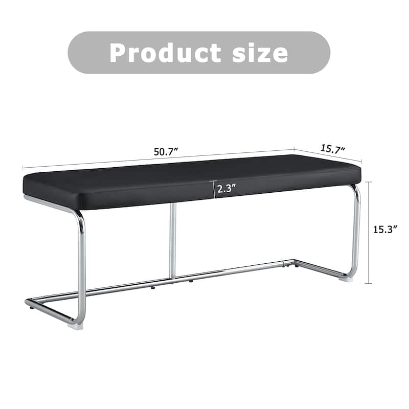 Black shoe changing bench silver metal legs - Black