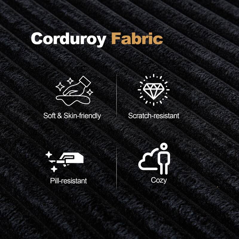 U-Shaped Modular Sectional Sofa, Oversized Corduroy Upholstered Boneless Couches, High Density Memory Foam Compression Sofa