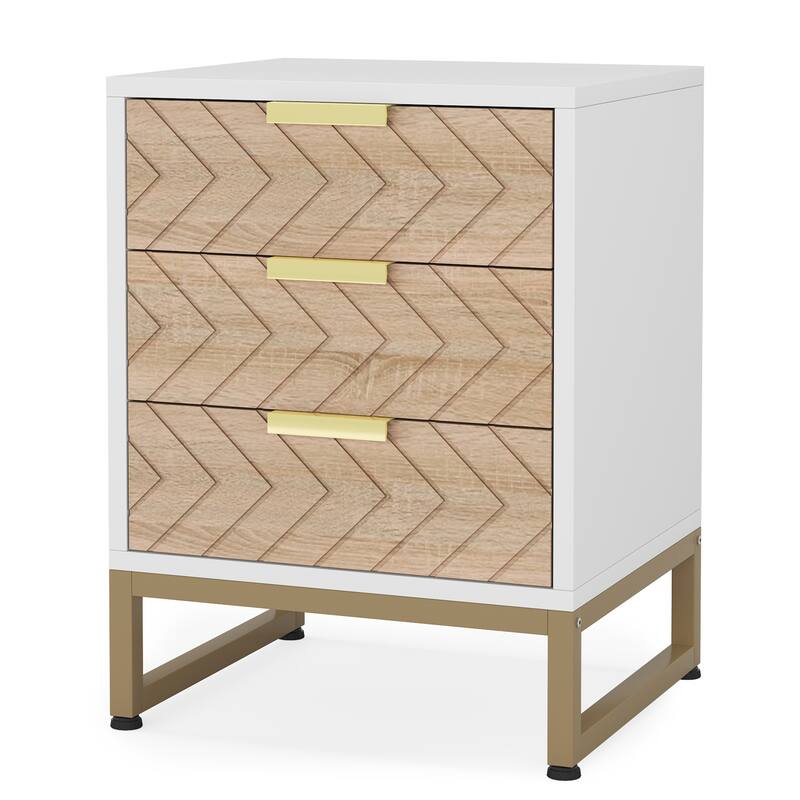 Set of 2 Modern Nightstands with 3 Drawers