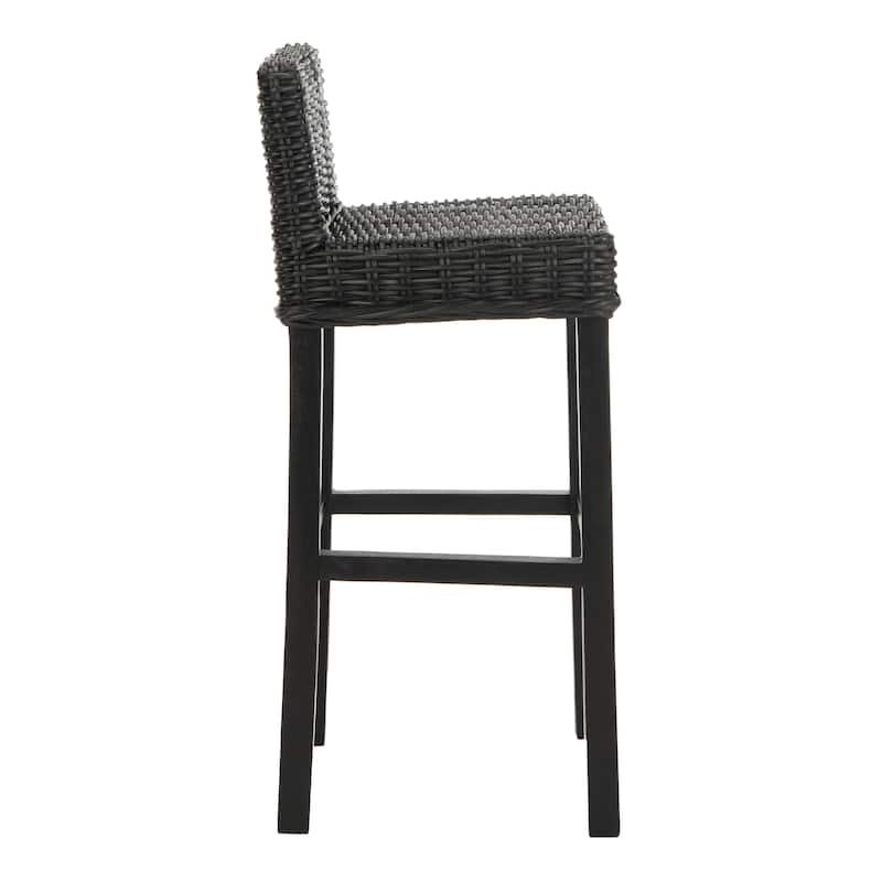 SAFAVIEH Tana -30 Inch Thomas Indoor Wicker Brown Bar Stool - 17.7" x 17.7" x 37.4" - 18Wx18Dx37H