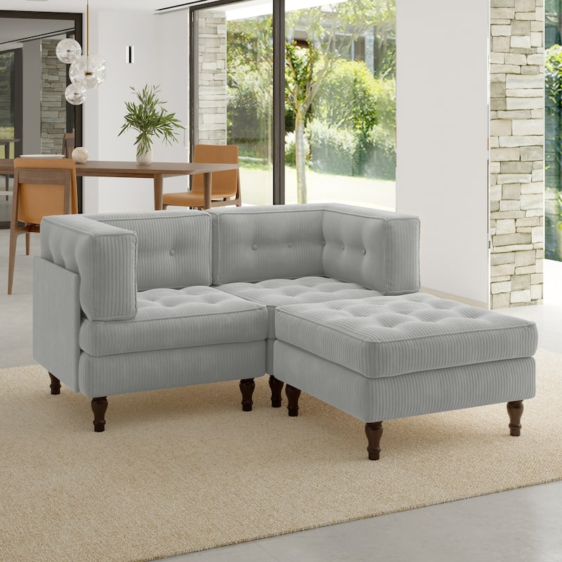 Oversized Sofa Corduroy Tufted Modular Sectional Set