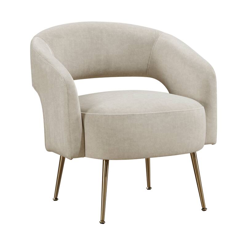 Sonoma 27.5" Velvet Accent Chair - Gold Finish Metal Legs - Taupe