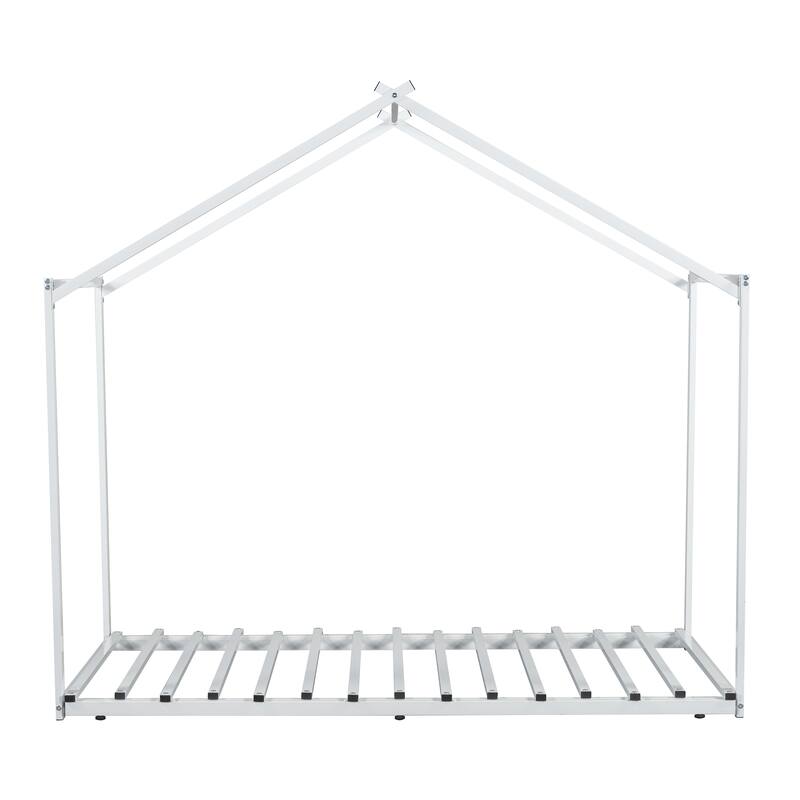 Nestfair Metal Twin Size House Platform Bed with Trundle
