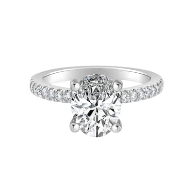Auriya 14k-White Gold Lab Grown Oval Hidden-Halo Diamond Engagement Ring 2.25 ct. tw. (E-F VS)