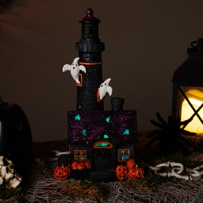 LED Lighted Haunted House Halloween Village Decoration - 11.75"